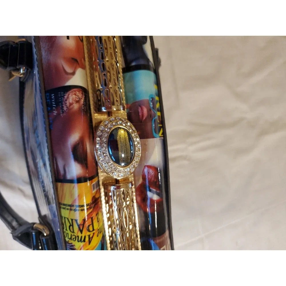 Vtg Trends Handbag Satchel Glossy Fashion Magazine Print Handbag Funky‎ Artsy